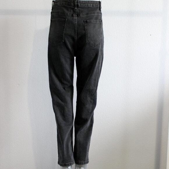 Shein High Rise Slogan Graphic Distressed Black Jean Size L - Picture 11 of 13